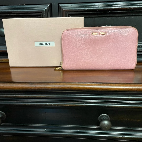 Miu Miu Handbags - Auth Miu Miu Pink Leather Wallet with miu miu box CLEAN!! AND COA